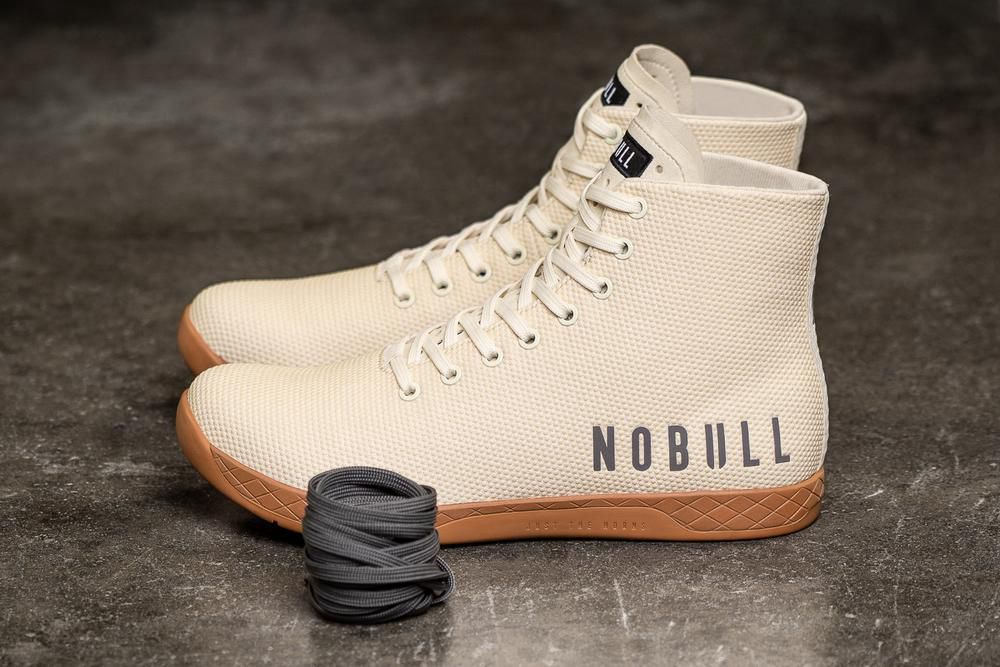 NOBULL High-Top Superfabric Uzun Spor Ayakkabı Erkek - Bej Rengi - Turkiye (WEX-956207)